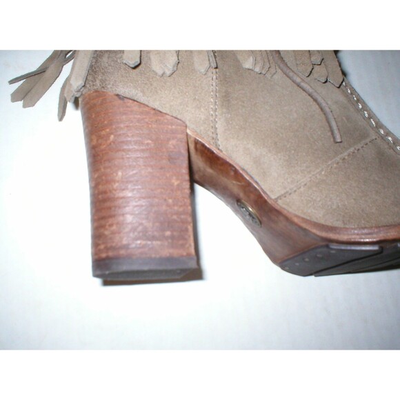 New Womens Parker 5.5 Frye Suede Leather Boots Short Fringe Gray Brown Lace Up - Picture 3 of 12